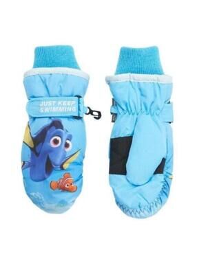 Disney Finding Dory Nemo Winter Mittens 4/6 Girls Blue Just Keep Swimming